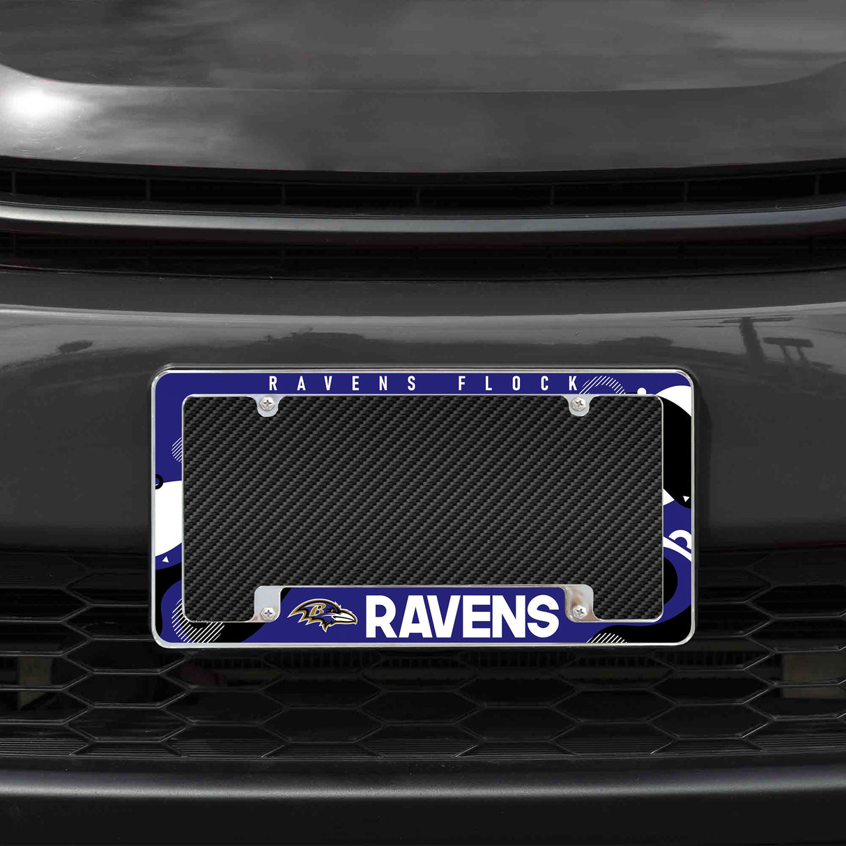 Rico Industries NFL  Baltimore Ravens Wave 12" x 6" Chrome License Plate Frame-1