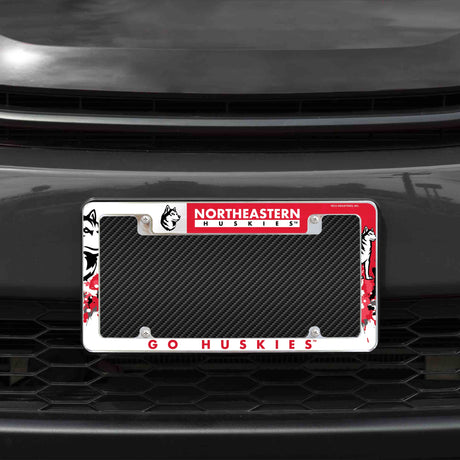 Rico Industries NCAA Northeastern Huskies Primary 12" x 6" Chrome License Plate Frame-1