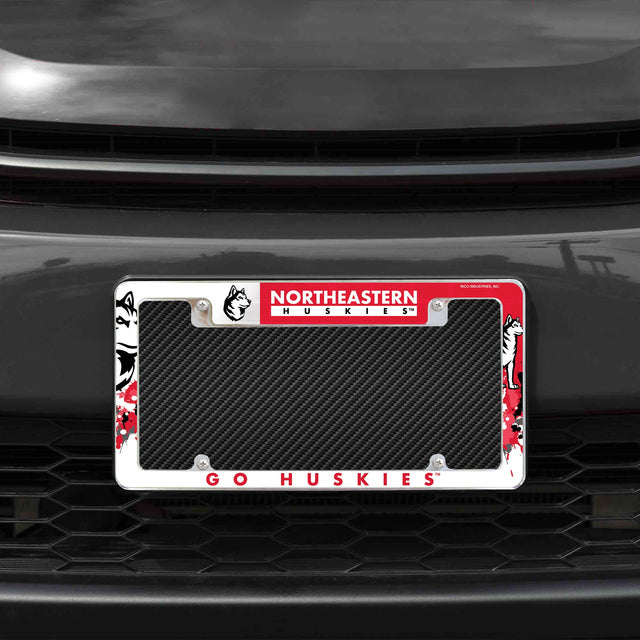 Rico Industries NCAA Northeastern Huskies Primary 12" x 6" Chrome License Plate Frame-1