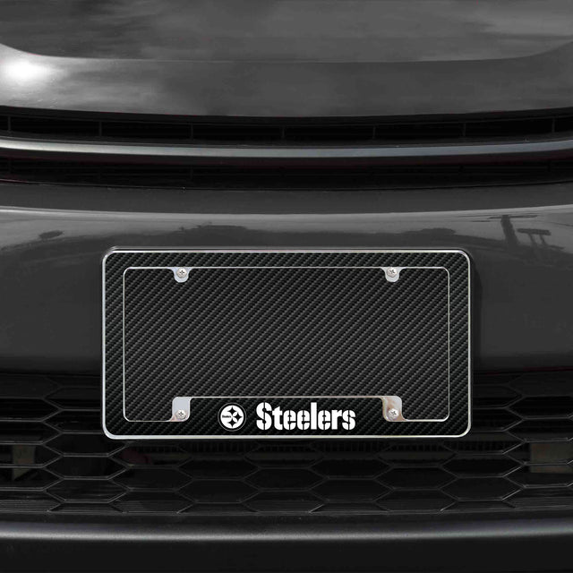 Rico Industries NFL  Pittsburgh Steelers Black 12" x 6" Chrome License Plate Frame-1