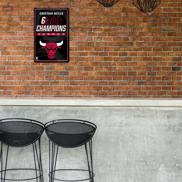 Rico Industries NBA  Chicago Bulls Champ 11" x 17" Home Decor Sign-1