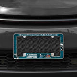 Rico Industries NFL  Philadelphia Eagles 2 Time Champs 12" x 6" Chrome License Plate Frame-1