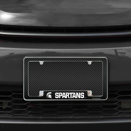 Rico Industries NCAA Michigan State Spartans Black 12" x 6" Chrome License Plate Frame-1