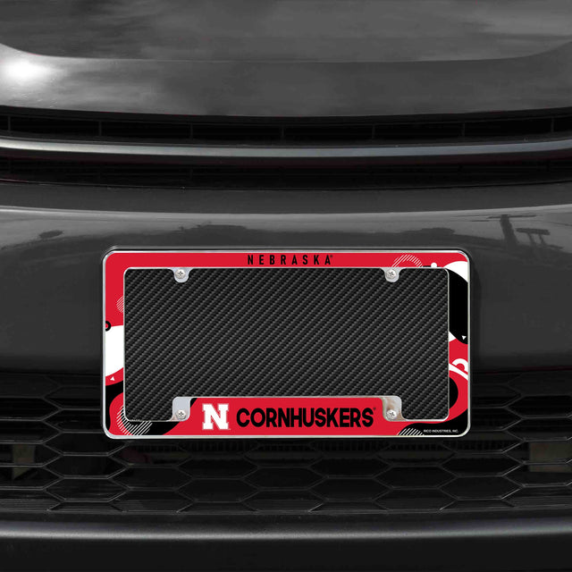 Rico Industries NCAA Nebraska Cornhuskers Wave 12" x 6" Chrome License Plate Frame-1