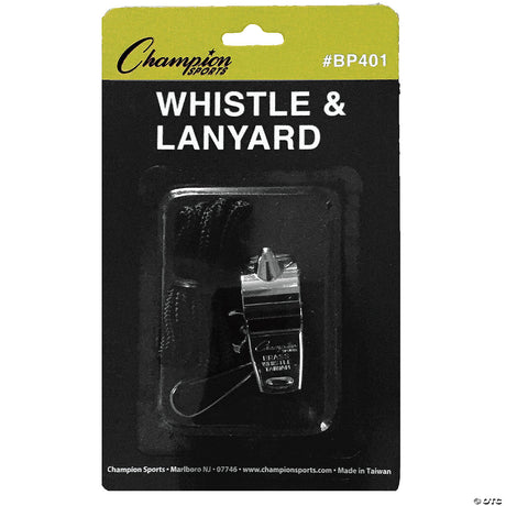 Champion Sports Metal Whistle & Lanyard - Pack of 12 Champion Sports