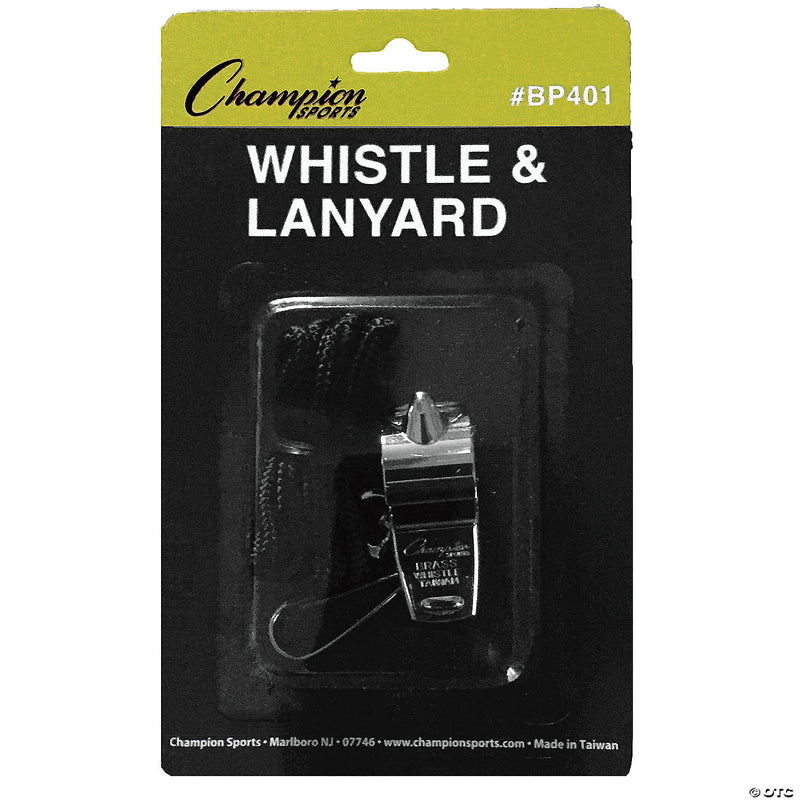 Champion Sports Metal Whistle & Lanyard - Pack of 12