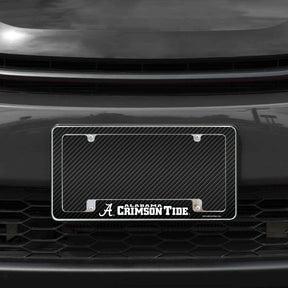 Rico Industries NCAA Alabama Crimson Tide Carbon Fiber 12" x 6" Chrome License Plate Frame-1