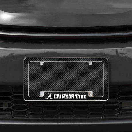 Rico Industries NCAA Alabama Crimson Tide Carbon Fiber 12" x 6" Chrome License Plate Frame-1