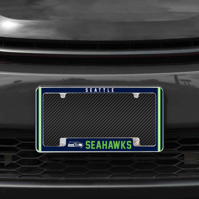 Rico Industries NFL  Seattle Seahawks Classic 12" x 6" Chrome License Plate Frame-1