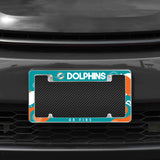 Rico Industries NFL  Miami Dolphins Wave 12" x 6" Chrome License Plate Frame-1