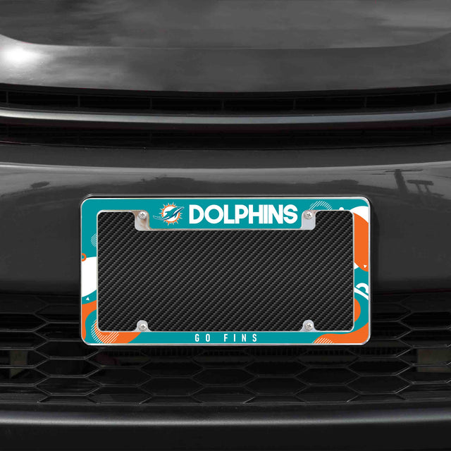 Rico Industries NFL  Miami Dolphins Wave 12" x 6" Chrome License Plate Frame-1