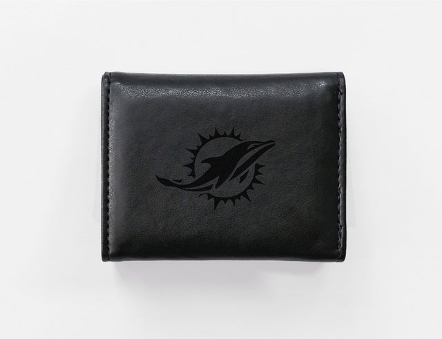 Rico Industries NFL  Miami Dolphins  Laser Engraved Faux Leather Trifold Wallet-1