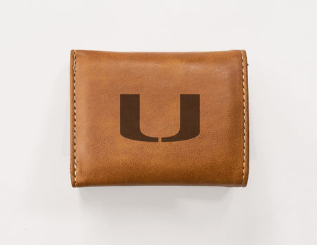 Rico Industries NCAA Miami Hurricanes - The U  Laser Engraved Faux Leather Trifold Wallet-1