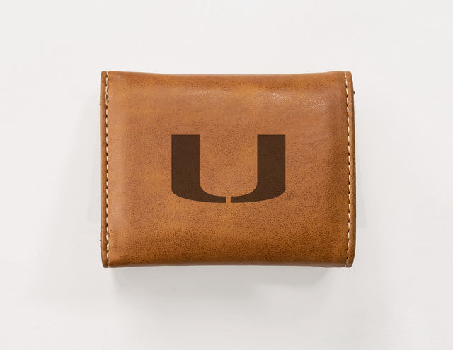 Rico Industries NCAA Miami Hurricanes - The U  Laser Engraved Faux Leather Trifold Wallet-1
