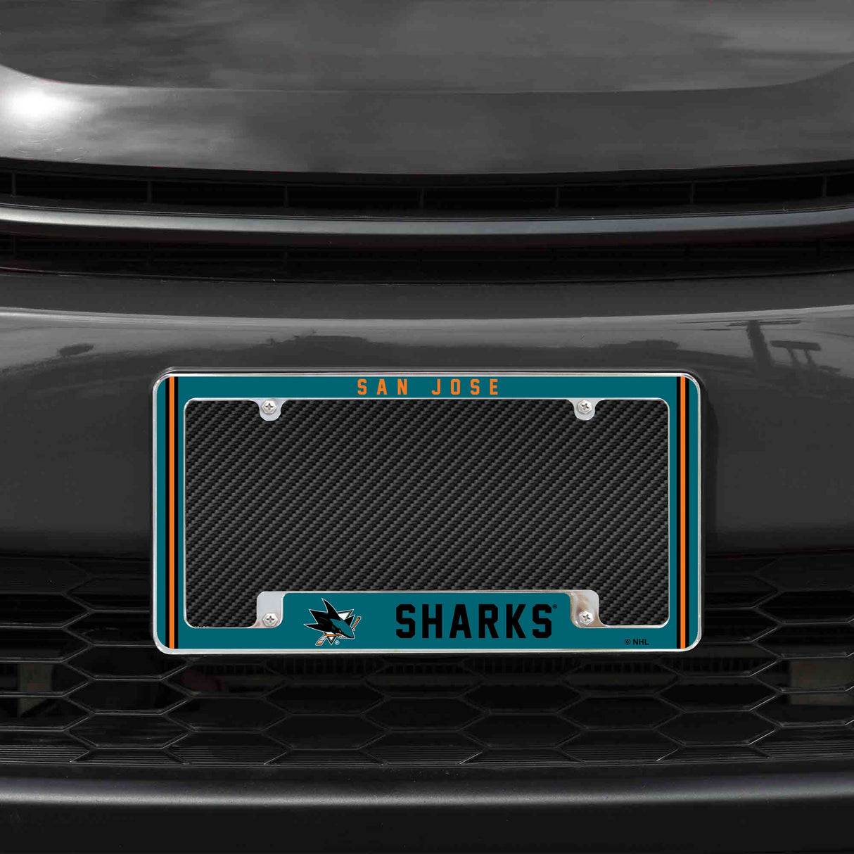 Rico Industries NHL  San Jose Sharks Classic 12" x 6" Chrome License Plate Frame-1