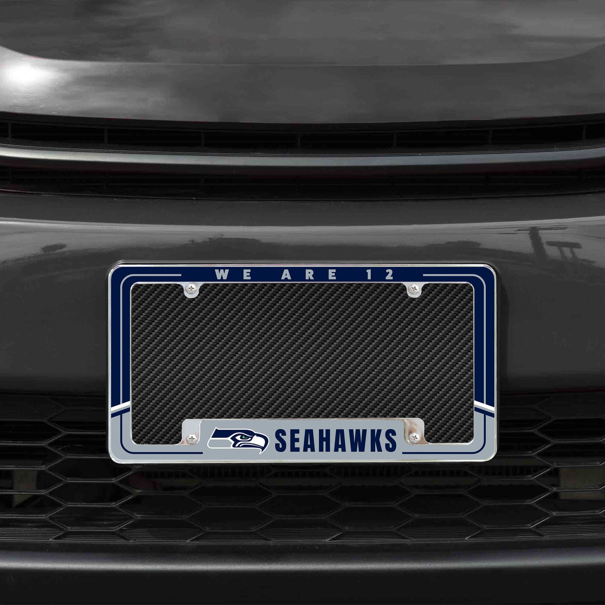 Rico Industries NFL  Seattle Seahawks Two-Tone 12" x 6" Chrome License Plate Frame-1