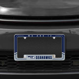 Rico Industries NFL  Seattle Seahawks Two-Tone 12" x 6" Chrome License Plate Frame-1