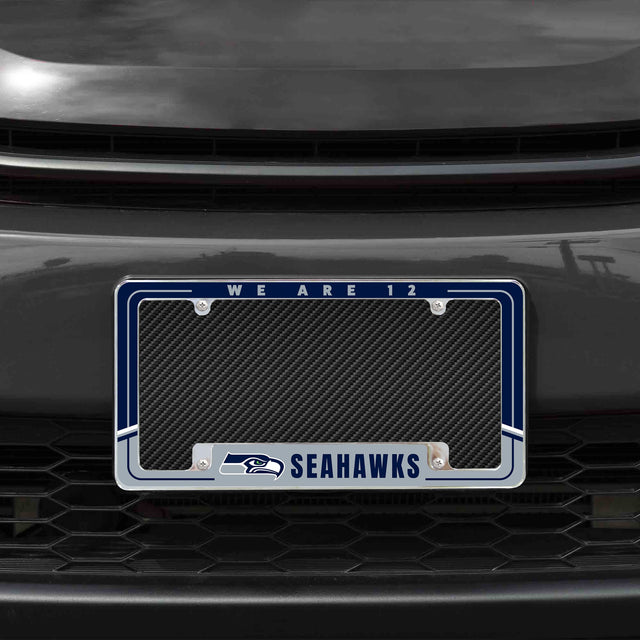 Rico Industries NFL  Seattle Seahawks Two-Tone 12" x 6" Chrome License Plate Frame-1