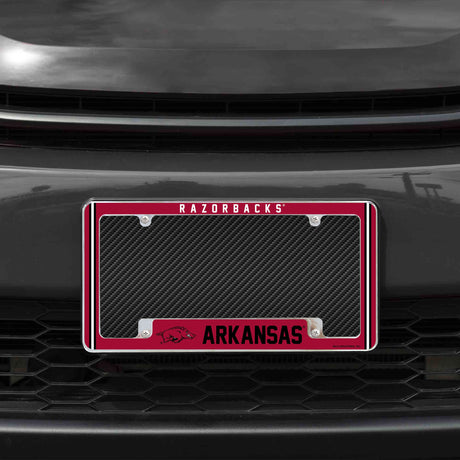 Rico Industries NCAA Arkansas Razorbacks Classic 12" x 6" Chrome License Plate Frame-1