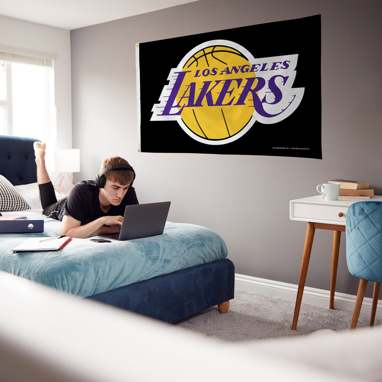 Rico Industries NBA  Los Angeles Lakers Black 3' x 5' Banner Flag-3