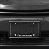 Rico Industries NBA  Milwaukee Bucks Black 12" x 6" Chrome License Plate Frame-1