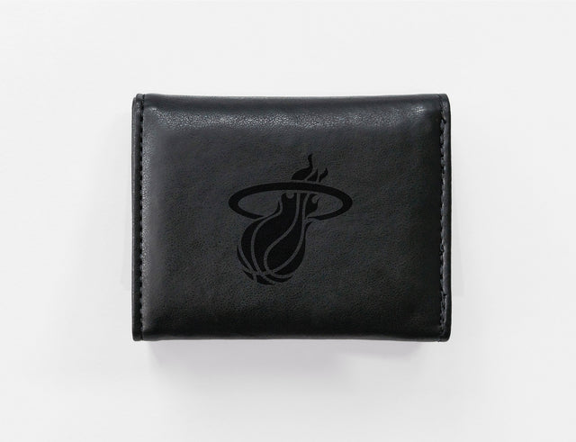 Rico Industries NBA  Miami Heat  Laser Engraved Faux Leather Trifold Wallet-1