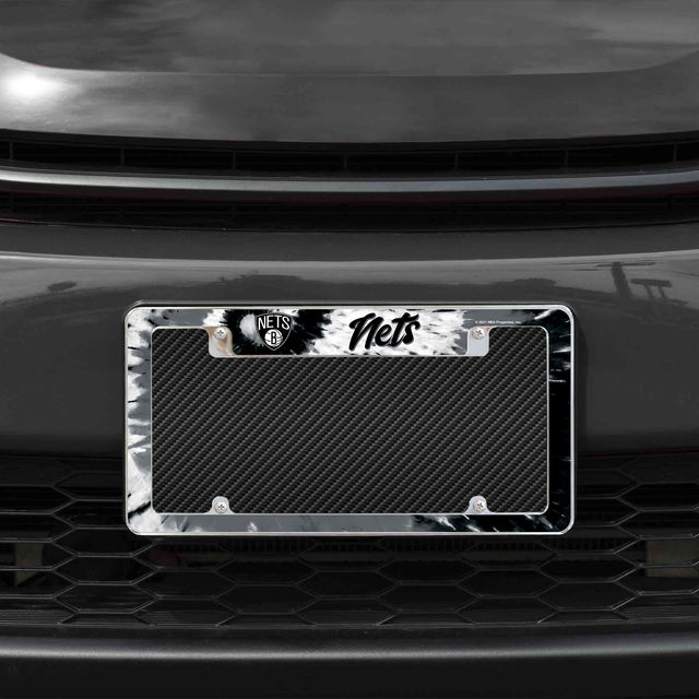 Rico Industries NBA  Brooklyn Nets Tie Dye 12" x 6" Chrome License Plate Frame-1
