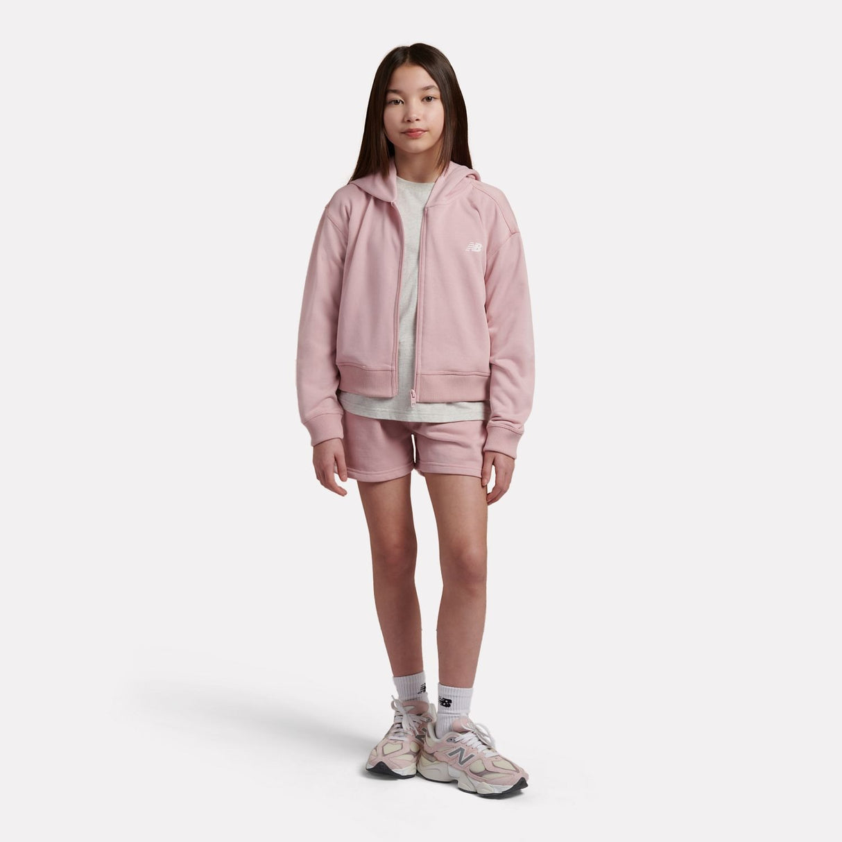 New Balance Girls' 9060 Graphic Cropped Zip Hoodie-6