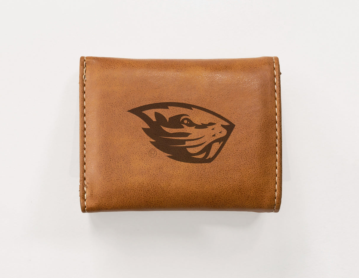 Rico Industries NCAA Oregon State Beavers  Laser Engraved Faux Leather Trifold Wallet-1