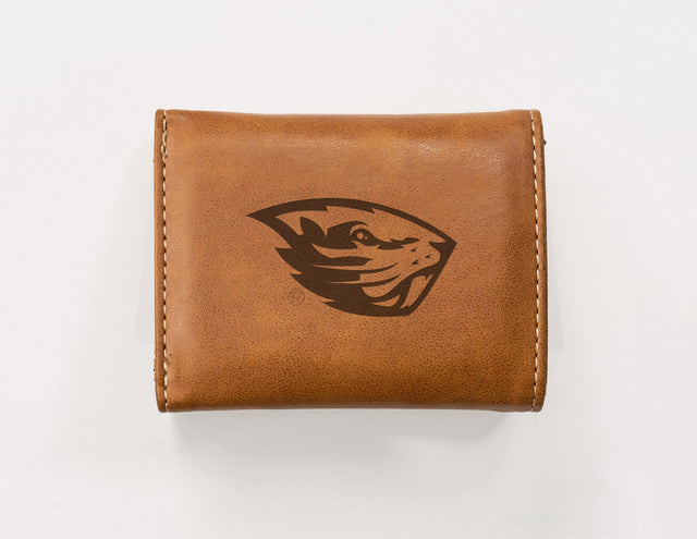 Rico Industries NCAA Oregon State Beavers  Laser Engraved Faux Leather Trifold Wallet-1