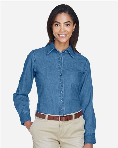 Harriton Women's Denim Shirt-3