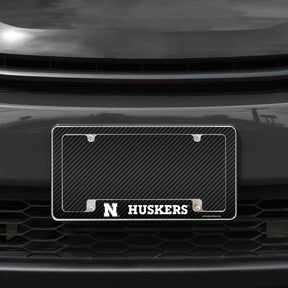 Rico Industries NCAA Nebraska Cornhuskers Black 12" x 6" Chrome License Plate Frame-1