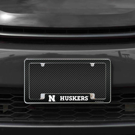 Rico Industries NCAA Nebraska Cornhuskers Black 12" x 6" Chrome License Plate Frame-1