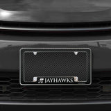 Rico Industries NCAA Kansas Jayhawks Carbon Fiber 12" x 6" Chrome License Plate Frame-1