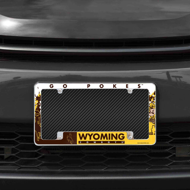 Rico Industries NCAA Wyoming Cowboys Primary 12" x 6" Chrome License Plate Frame-1