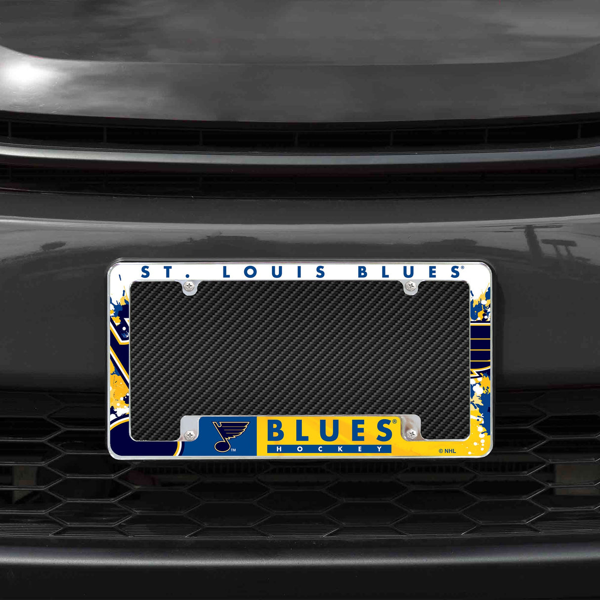 Rico Industries NHL  St. Louis Blues Primary 12" x 6" Chrome License Plate Frame-1