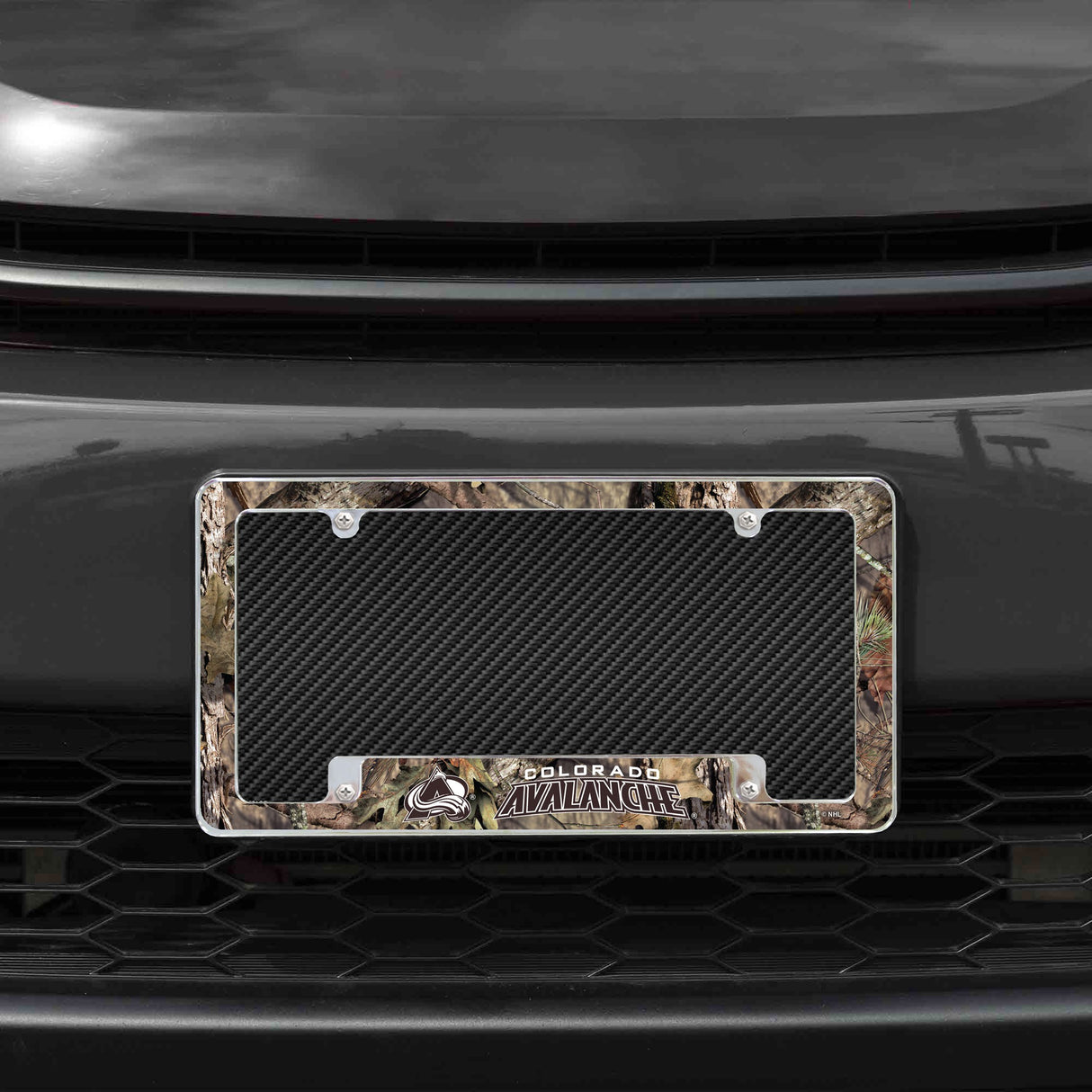 Rico Industries NHL  Colorado Avalanche Mossy Oak 12" x 6" Chrome License Plate Frame-1