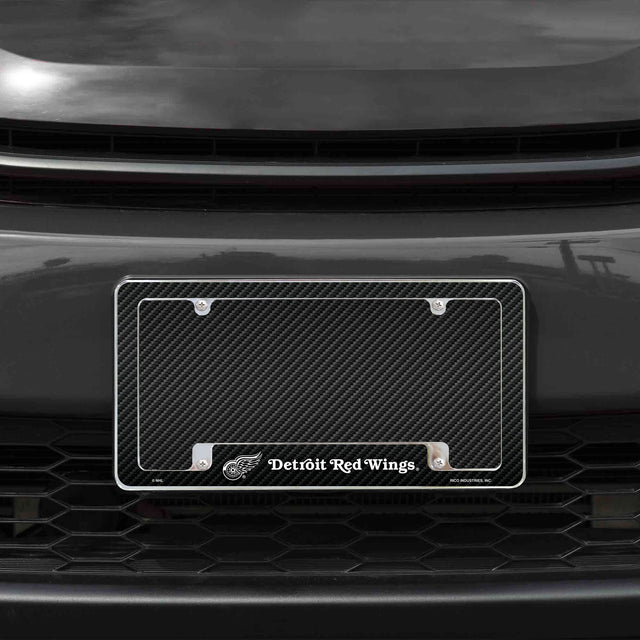 Rico Industries NHL  Detroit Red Wings Black 12" x 6" Chrome License Plate Frame-1
