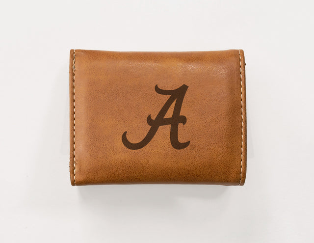 Rico Industries NCAA Alabama Crimson Tide  Laser Engraved Faux Leather Trifold Wallet-1