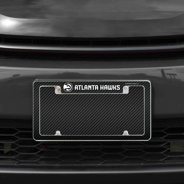 Rico Industries NBA  Atlanta Hawks Black 12" x 6" Chrome License Plate Frame-1