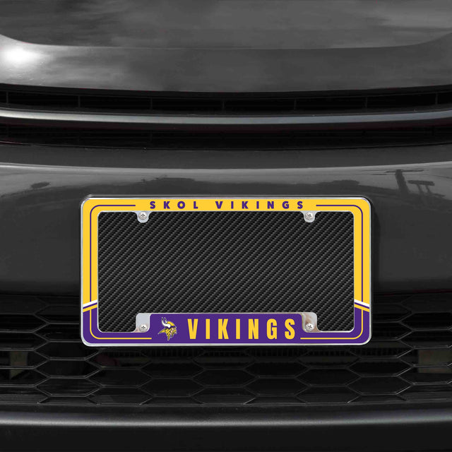 Rico Industries NFL  Minnesota Vikings Two-Tone 12" x 6" Chrome License Plate Frame-1