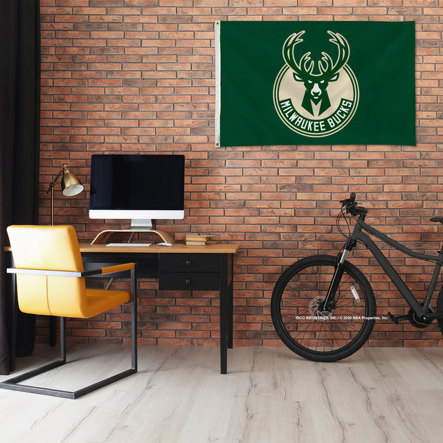Rico Industries NBA  Milwaukee Bucks Standard 3' x 5' Banner Flag-1