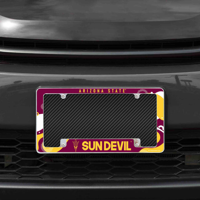 Rico Industries NCAA Arizona State Sun Devils - ASU Wave 12" x 6" Chrome License Plate Frame-1