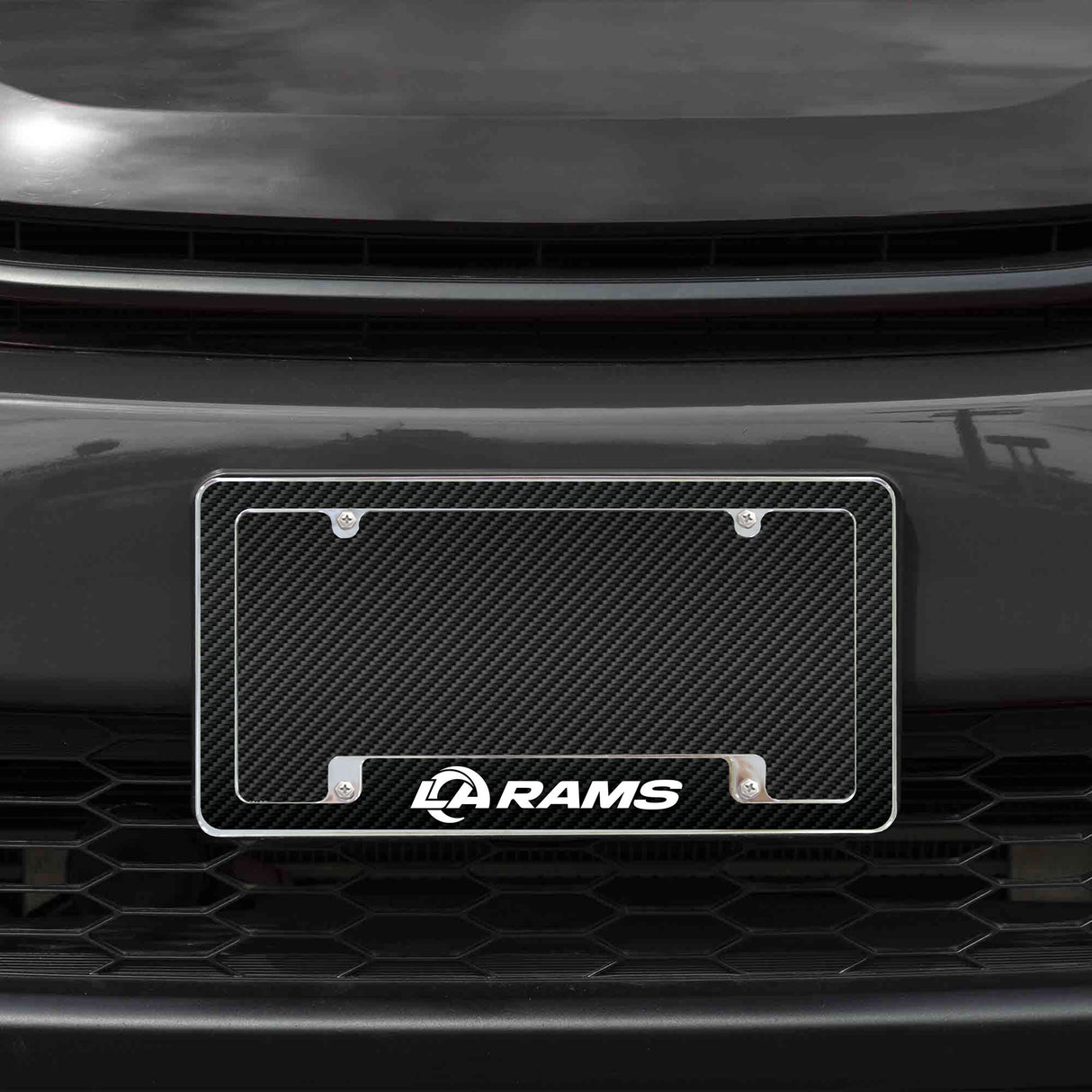 Rico Industries NFL  Los Angeles Rams Black 12" x 6" Chrome License Plate Frame-1