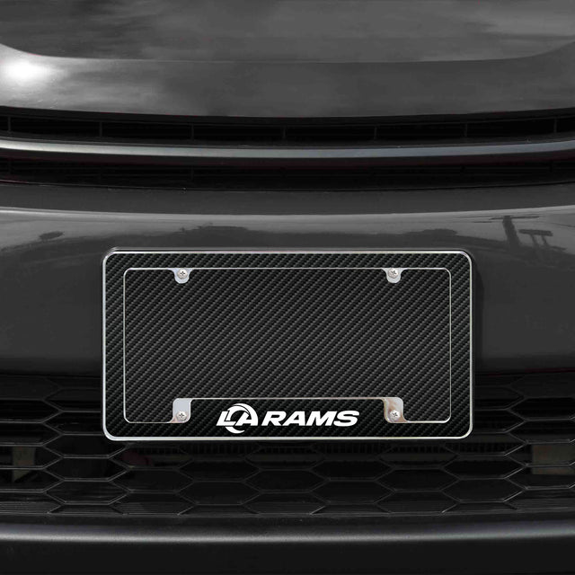 Rico Industries NFL  Los Angeles Rams Black 12" x 6" Chrome License Plate Frame-1