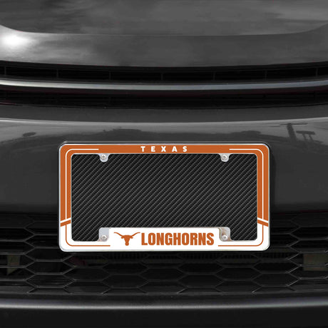 Rico Industries NCAA Texas Longhorns Two-Tone 12" x 6" Chrome License Plate Frame-1