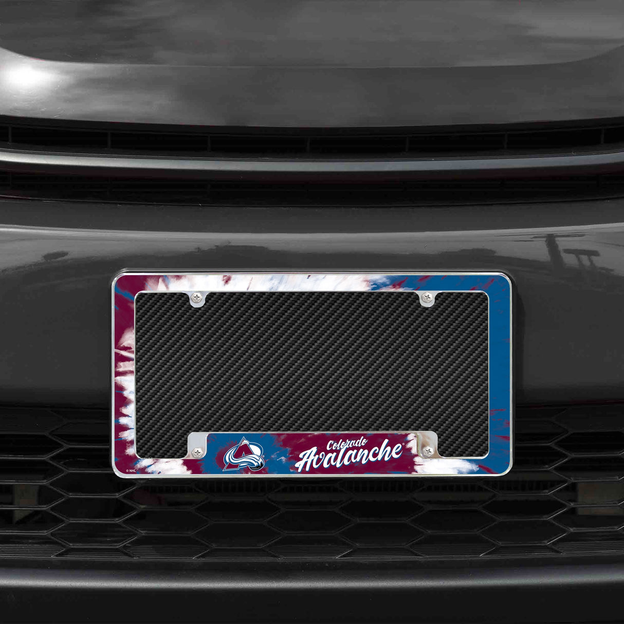 Rico Industries NHL  Colorado Avalanche Tie Dye 12" x 6" Chrome License Plate Frame-1