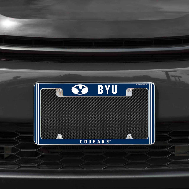 Rico Industries NCAA BYU Cougars Classic 12" x 6" Chrome License Plate Frame-1