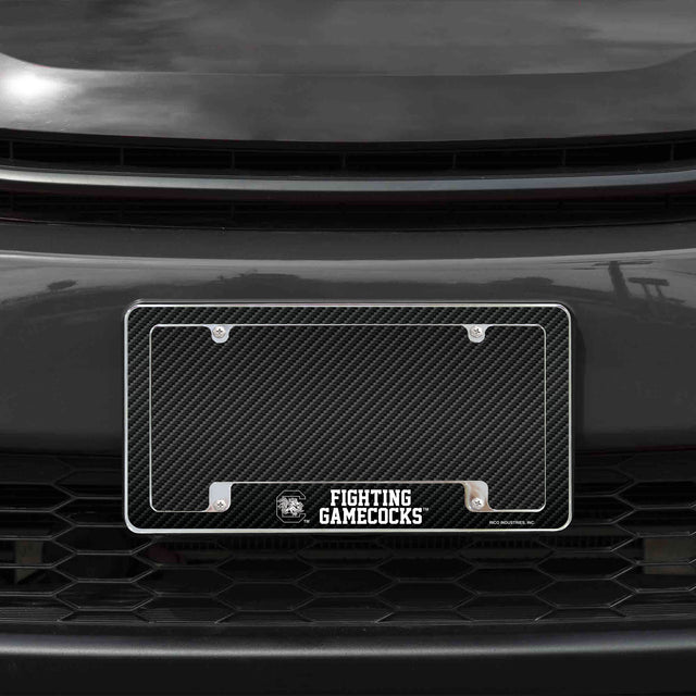 Rico Industries NCAA South Carolina Gamecocks Black 12" x 6" Chrome License Plate Frame-1