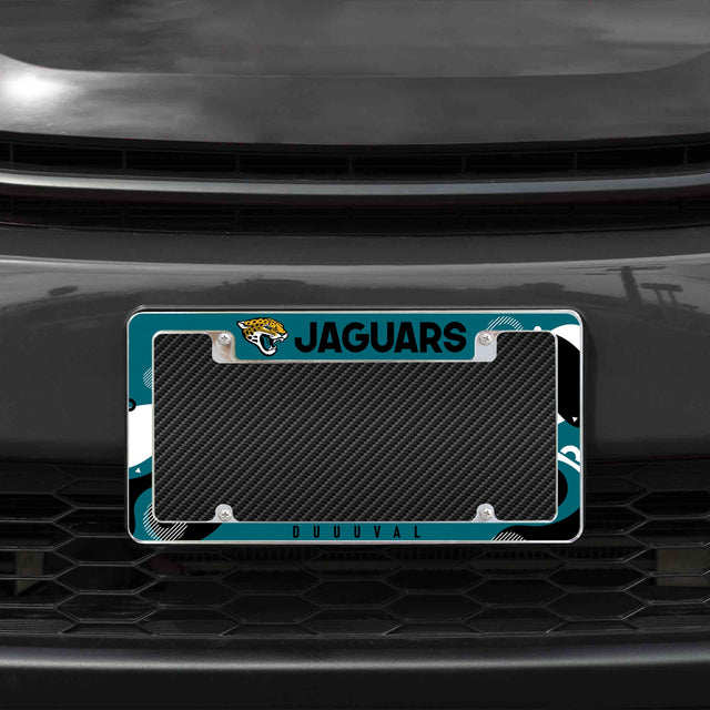 Rico Industries NFL  Jacksonville Jaguars Wave 12" x 6" Chrome License Plate Frame-1